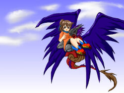 1girl cyborg digimon digimon_(creature) dragon megadramon original tail wings