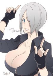  1girl angel_(kof) blue_eyes breasts butcha-u cleavage fingerless_gloves gloves highres large_breasts snk tagme the_king_of_fighters  rating:Questionable score:21 user:LT634738468