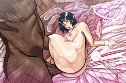  absurdres ahegao animal_ears ass bed black_hair bleach breasts rabbit_ears rabbit_tail cabinet candy costume door drawer food fucked_silly highres himawari_(artist) holiday huge_ass kuchiki_rukia saliva sex short_hair tail thick_thighs thighs tongue tongue_out vaginal wide_hips  rating:Explicit score:45 user:JunoXGelbooru
