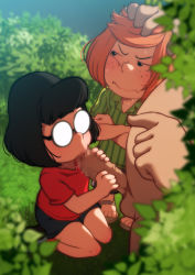 1boy 2girls age_difference barefoot_sandals_(jewelry) black_eyes black_hair black_shorts blurry blurry_background blurry_foreground blush bush censored clothed_female_nude_male collared_shirt commentary crossed_arms depth_of_field dress english_commentary erection fellatio flip-flops freckles glasses glowing_glasses grass green_shirt hand_on_another&#039;s_head handjob jcm2 kneeling loli looking_away marcie_(peanuts) medium_hair mosaic_censoring multiple_girls no_socks nude opaque_glasses oral outdoors peanuts_(comic) penis peppermint_patty red_hair red_shirt round_eyewear sandals shirt short_hair short_sleeves shorts sitting standing striped_clothes striped_shirt t-shirt vertical-striped_clothes vertical-striped_shirt wariza rating:Explicit score:474 user:danbooru