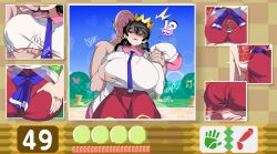 !? 1boy 1girl absurdres angry ass_grab black_hair braid breasts buttjob captain_kirb clothed_female_nude_male clothed_sex clothes crown glasses grabbing grabbing_another&#039;s_ass grabbing_another&#039;s_breast grabbing_from_behind highres huge_breasts huge_penis kirby_(series) kirby_64 long_hair looking_at_viewer nintendo nude penis purple_eyes ripple_star_queen speech_bubble twin_braids twintails veins veiny_penis