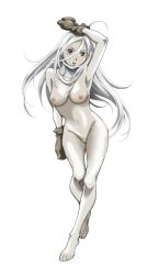  1girl arm_up armpits artist_request barefoot breasts cleft_of_venus colored_skin deadman_wonderland feet female_focus full_body gloves groin highres hip_focus knees legs long_hair looking_at_viewer nipples nude parted_lips pussy red_eyes shiro_(deadman_wonderland) simple_background solo standing thighs toes uncensored white_background white_hair white_skin  rating:Explicit score:32 user:0987654321