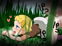 1girl ass blonde_hair blue_eyes blush bonnie_(pokemon) bottomless clothed_female_nude_male clothed_sex creatures_(company) doggystyle fat fat_man flat_chest fucked_silly game_freak grass happy_sex heart loli mantan nintendo nude on_grass open_mouth outdoors pokemon sex sex_from_behind smile sweat text_focus tongue tongue_out top-down_bottom-up rating:Explicit score:285 user:Domestic_Importer