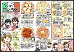  ... 10s 1boy 4girls :d akagi_(kancolle) anchor_choker bismarck_(kancolle) black_hair blonde_hair breasts brown_eyes brown_hair calzone cheese_wheel comic commentary_request eating closed_eyes facial_hair food fubuki_(kancolle) hair_between_eyes hair_ornament hair_over_shoulder hair_scrunchie hat headdress holding holding_food index_finger_raised italian_flag japanese_clothes kantai_collection large_breasts littorio_(kancolle) long_hair long_sleeves looking_at_viewer low_ponytail menu multiple_girls muneate mustache nagumo_(nagumon) necktie open_mouth otto_von_bismarck partially_translated peaked_cap pizza pizza_sauce pointing school_uniform scrunchie serafuku short_sleeves side_ponytail sideboob sidelocks skirt sleeveless sleeves_rolled_up smile sparkle spoken_ellipsis sweatdrop text_focus tomato tongue tongue_out translation_request uniform upper_body |_| 