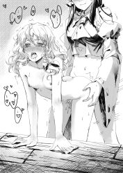 2girls absurdres aihara-rina black_hair breasts collarbone cum cum_in_pussy detached_sleeves doggystyle futa_with_female futanari hair_ornament hakurei_reimu hand_on_own_hip highres kirisame_marisa monochrome multiple_girls navel nipples nude open_mouth out_of_frame saliva sex sex_from_behind smile sweat tongue tongue_out touhou vaginal rating:Explicit score:88 user:Lzhom