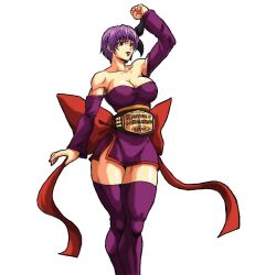  1girl ayane_(doa) breasts cleavage covered_erect_nipples dead_or_alive dead_or_alive_5 headband large_breasts looking_at_viewer panties purple_hair red_eyes see-through short_hair solo underwear  rating:Questionable score:5 user:whatafkdupworld