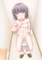 1girl bathroom blush embarrassed female_focus highres kuroi96 loli looking_at_viewer open_mouth original panties panty_pull peeing pussy sitting solo toilet toilet_use uncensored underwear white_panties rating:Explicit score:104 user:BaronArgyleSven