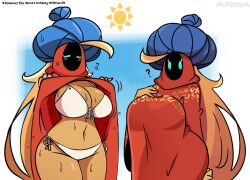  1girl bikini fire murgoten pyrokinesis sweat swimsuit turban 