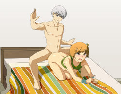  1boy 1girl absurdres ass breasts doggystyle highres narukami_yuu nipples persona persona_4 satonaka_chie sex sex_from_behind  rating:Explicit score:18 user:Fiestacat