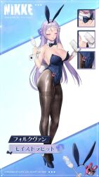  1girl animal_ears animated blue_eyes blue_leotard blue_ribbon blush_stickers bouncing_breasts bow bowtie breasts curvy detached_collar fake_animal_ears fake_tail folkwang_(moist_rabbit)_(nikke) folkwang_(nikke) full_body game goddess_of_victory:_nikke hair_ribbon highleg highleg_leotard leotard live2d long_hair multicolored_eyes open_mouth pantyhose playboy_bunny purple_bow purple_bowtie purple_hair purple_leotard rabbit_ears rabbit_tail ribbon shiny_clothes shiny_skin sitting solo standing stool sweat tagme tail talking title very_long_hair video video_game wide_hips 