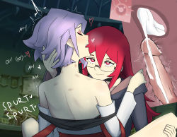 1futa 1girl bare_back closed_eyes croix_meridies cross-section cum cum_in_pussy ejaculation english_text futa_with_female futanari glasses highres impregnation internal_cumshot little_witch_academia multiple_girls oksandio open_mouth penis purple_hair red_eyes red_hair sex suspended_congress tagme uncensored ursula_callistis vaginal rating:Explicit score:73 user:MrKapral