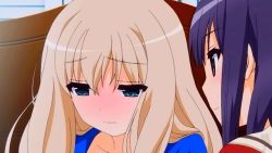  2girls animated animated_gif blush kawamura_reo kiss long_hair multiple_girls sawaguchi_mai school_uniform short_hair sono_hanabira_ni_kuchizuke_wo yuri  rating:Sensitive score:54 user:fapsam