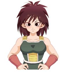  1girl animated animated_gif armor bare_arms black_hair blush bouncing_breasts breasts collarbone dragon_ball dragonball_z embarrassed emofuri female_focus gine hands_on_own_hips medium_breasts medium_hair pointy_hair smile tondamanuke wrist_cuffs  rating:Sensitive score:65 user:widdlewade