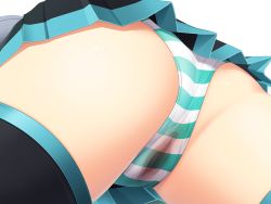  1girl ass bent_over close-up hatsune_miku highres panties pantyshot pussy_juice pussy_juice_drip_through_clothes pussy_juice_stain samuneturi simple_background skindentation thighhighs uncensored underwear upskirt wet wet_clothes wet_panties white_background 