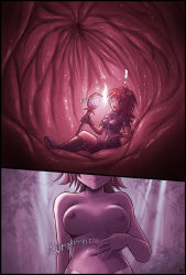  2girls bad_end digestion giant giantess highres inside_creature internal_view karbo katrika mini_person minigirl multiple_girls navel nipples pink_hair size_difference smile soft_vore staff stomach_(organ) stomach_growling vore  rating:Questionable score:53 user:Cancerouscrab
