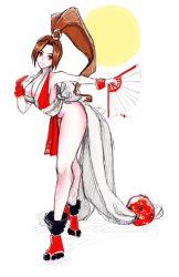  breasts brown_eyes brown_hair fatal_fury gloves highres huge_breasts kunoichi long_legs poririna shiranui_mai snk the_king_of_fighters  rating:Questionable score:6 user:bananenmilch