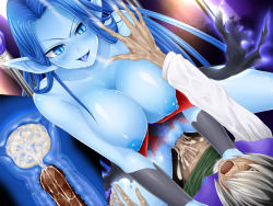  1boy 1girl artist_request blue_eyes blue_hair blue_skin breasts censored clothed_sex colored_skin cowgirl_position cum cum_in_pussy death demon_girl dragon_quest energy_drain femdom girl_on_top hetero large_breasts nude puffy_nipples rape sex straddling vaginal witch_(dragon_quest) witch_lady_(dq8)  rating:Explicit score:120 user:Dex93