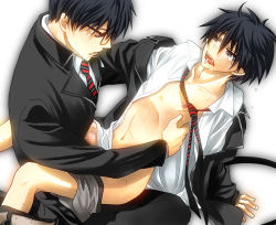  2boys anal ao_no_exorcist brother brothers censored clothed_male_nude_male glasses in_lap incest male_focus male_penetrated multiple_boys necktie nude okumura_rin okumura_yukio open_clothes open_shirt penis pointy_ears school school_uniform shirt siblings sitting tears undressing uniform yaoi  rating:Explicit score:63 user:M-D