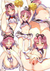  :d absurdres arm_up arms_up bare_arms bare_shoulders black_hairband black_ribbon blue_hair blush bow bow_panties breasts brown_eyes cameltoe censored cheerleader clothed_masturbation commentary_request commission eiyuu_densetsu gradient_hair hair_ribbon hairband hand_in_panties highres long_hair masturbation mosaic_censoring multicolored_hair nipple_slip nipples nyama open_mouth panties panties_around_leg parted_lips pixiv_commission pom_pom_(cheerleading) ponytail purple_hair pussy renne_(eiyuu_densetsu) ribbon shirt shoes simple_background sleeveless sleeveless_shirt small_breasts smile socks sora_no_kiseki spread_pussy sweat underwear upshirt white_background white_footwear white_panties white_shirt white_socks 
