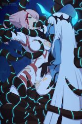  001_(darling_in_the_franxx) 10s 2girls bad_id bad_pixiv_id blood blue_skin bodysuit breasts colored_skin darling_in_the_franxx female_focus femdom half-closed_eyes hand_on_another&#039;s_stomach highres horns incest medium_breasts merunyaa monster_girl multiple_girls nipples nude oni_horns pink_hair pussy restrained rolling_eyes selfcest smile tentacle_hair tentacles torn_bodysuit torn_clothes white_hair yuri zero_two_(darling_in_the_franxx)  rating:Explicit score:197 user:Perv-Ultra