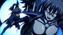  10s 1boy black_hair breasts cleavage high_school_dxd highres hyoudou_issei large_breasts long_hair raynare short_hair wings  rating:Questionable score:8 user:afrojack50