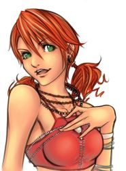  10s 1girl arcbuncle breasts final_fantasy final_fantasy_xiii green_eyes oerba_dia_vanille red_hair twintails 