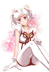  1990s_(style) animal_ears bishoujo_senshi_sailor_moon bishoujo_senshi_sailor_moon_sailor_stars frown gloves grey_eyes jewelry mouse_ears sailor_iron_mouse sitting thighhighs twintails white_hair  rating:Sensitive score:14 user:Nithavela