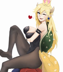 blonde_hair borrowed_character bowsette breasts horns large_breasts mario_(series) new_super_mario_bros._u_deluxe nintendo pantyhose super_crown  rating:Sensitive score:5 user:Twiistblade