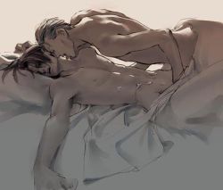  1990s_(style) 2boys bed cum final_fantasy final_fantasy_viii licking lowres male_focus multiple_boys necking nude seifer_almasy squall_leonhart yaoi  rating:Explicit score:27 user:danbooru