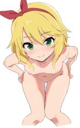 1girl blonde_hair blush bow breasts cleft_of_venus green_eyes hairband idolmaster idolmaster_cinderella_girls looking_at_viewer navel nipples nude pc_fworks sakurai_momoka simple_background small_breasts smile solo tagme third-party_edit white_background rating:Explicit score:62 user:Horny_allthetime