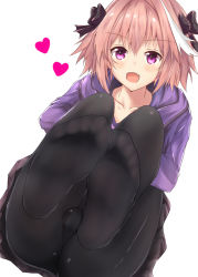  1boy androgynous astolfo_(fate) bulge fate/apocrypha fate/grand_order fate_(series) feet foot_focus highres male_focus open_mouth pantyhose pink_hair smile solo tarosu_(815588243) thighs trap  rating:Sensitive score:118 user:danbooru