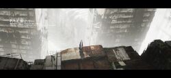  1other asteroid_ill bad_id bad_pixiv_id black_robe building character_request copyright_request fog from_behind highres post-apocalypse robe rooftop ruins rust scenery skyscraper translation_request very_wide_shot white_hair wide_shot 