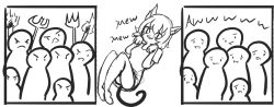  angry_mob animal_ears cat_ears cat_girl cat_tail comic cute_pose dmxwoops meme nathy no_socks oversized_clothes oversized_shirt pitchfork shirt short_hair sketch tail torches 
