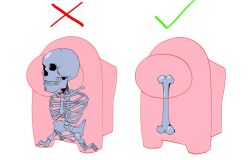  2others among_us bone character_sheet commentary crewmate_(among_us) english_commentary full_body kricedor multiple_others simple_background skeleton skull standing white_background x-ray_vision 