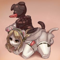 animal_ears animal_hands bdsm blonde_hair bodysuit brown_eyes cat cat_tail costume dachaku gimpsuit latex pawpads pet_play ribbon tail thighhighs whiskers rating:Explicit score:72 user:i_love_pixiv