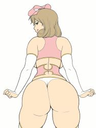  10s 1girl :q animated animated_gif arched_back arms_at_sides ass ass_shake back backboob bow breasts bridal_gauntlets brown_hair colorized cowboy_shot elbow_gloves flat_color gloves green_eyes hair_bow half-closed_eyes halterneck haruka_(senran_kagura) highres huge_ass jiggle large_breasts legs_apart looking_at_viewer looking_back looping_animation narrow_waist nikcesco parted_bangs senran_kagura short_hair simple_background skindentation smile solo standing thighhighs thighs thong tongue tongue_out white_background white_gloves white_thighhighs  rating:Questionable score:332 user:EggsnBacon