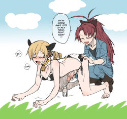10s 1futa 1girl all_fours animal_costume animal_ears animal_print bikini blonde_hair blush boots bow breasts cleavage closed_eyes cow_costume cow_ears cow_print drill_hair farmer from_behind futa_with_female futanari hair_bow handjob hard-translated jumpsuit long_hair mahou_shoujo_madoka_magica open_mouth outdoors penis penis_milking ponytail red_eyes red_hair sakura_kyoko sky smile squatting swimsuit third-party_edit tomoe_mami torinone translated twin_drills twintails yellow_eyes rating:Explicit score:181 user:StolenTranslations