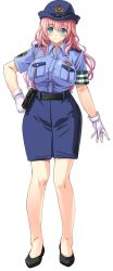  1girl gloves police police_uniform policewoman skirt type6 uniform  rating:Sensitive score:5 user:tam
