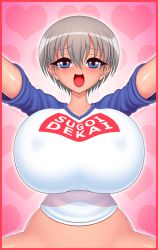 1girl akiranime animated animated_gif blue_eyes bottomless bouncing_breasts breasts cleavage deep_skin fang grey_hair hair_between_eyes huge_breasts implied_sex looking_at_viewer navel open_mouth out-of-frame_censoring short_hair smile solo sugoi_dekai teasing uzaki-chan_wa_asobitai! uzaki_hana rating:Questionable score:149 user:Vardigiil