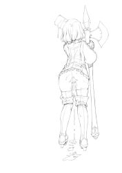  1girl aftersex ass bottomless branch_(blackrabbits) censored cum cum_in_pussy cum_on_hair cum_pool cumdrip female_guard_(tree_of_savior) from_behind hat high_boots monochrome pussy short_hair simple_background tagme tears thighhighs tree_of_savior  rating:Explicit score:63 user:Ramzaus