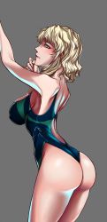  1girl absurdres akabi_(alaburu) ass balalaika_(black_lagoon) black_lagoon blonde_hair blue_eyes breasts covered_erect_nipples highres large_breasts long_image solo swimsuit tagme tall_image  rating:Questionable score:45 user:solit
