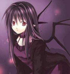  dress goth_fashion long_hair pointy_ears red_eyes wings  rating:Sensitive score:7 user:Terrycarr