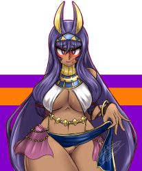  absurdres cleft_of_venus crysnickel fate/grand_order fate_(series) highres nitocris_(fate) purple_eyes purple_hair pussy tagme thick_thighs thighs  rating:Explicit score:16 user:CrysNickel