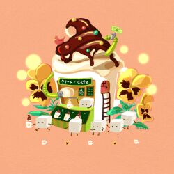  bird cup cupcake flower food food_focus holding holding_cup icing issiki_toaki ladder mug no_humans original sugar_cube sweets 