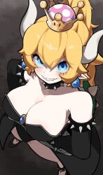  1girl bowsette breasts cleavage highres large_breasts mario_(series) min_lona new_super_mario_bros._u_deluxe nintendo solo super_crown 