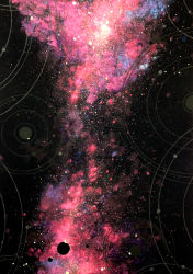  acrylic_paint_(medium) circle galaxy highres lens_flare no_humans noske original painting_(medium) pink_theme planet star_(sky) traditional_media  rating:General score:3 user:danbooru