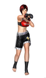 1girl 3d absurdres ankle_wrap barefoot boxing_gloves breasts brown_eyes dead_or_alive dead_or_alive_5 fighting_stance full_body highres large_breasts mila_(doa) mixed_martial_arts multicolored_hair navel official_art punching red_hair short_hair shorts skirt solo sports_bra sweat tecmo toeless_legwear two-tone_hair rating:Sensitive score:45 user:danbooru