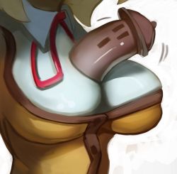  1girl animal_crossing between_breasts breasts close-up dog_girl gradient_background head_out_of_frame isabelle_(animal_crossing) large_breasts nintendo sexually_suggestive solo splashbrush  rating:Questionable score:50 user:danbooru