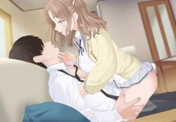  1boy 1girl animated assertive_female bra bra_lift censored clothed_sex continuous_ejaculation cowgirl_position cum cum_in_pussy cum_overflow ejaculation french_kiss from_side girl_on_top hetero ichikawa_hinana idolmaster idolmaster_shiny_colors indoors internal_cumshot kiss mosaic_censoring najar open_mouth penis profile saliva saliva_trail school_uniform sex shirt sitting sitting_on_lap sitting_on_person skirt sound straddling tagme thigh_grab thighs tongue tongue_out underwear vaginal video white_shirt  rating:Explicit score:642 user:D7H
