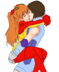 2girls artist_request ass_grab breast_press breasts close-up closed_eyes couple cowboy_shot crossover drawfag flat_color french_kiss from_side hair_between_eyes high_collar hug interface_headset jumpsuit kazama_asuka kiss leg_lock lips multiple_girls name_connection neon_genesis_evangelion plugsuit rebuild_of_evangelion simple_background source_request souryuu_asuka_langley sports_bra standing tekken test_plugsuit two_side_up white_background yuri rating:Questionable score:35 user:danbooru